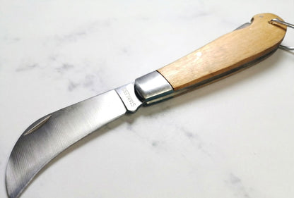 Navaja Curva de Trabajo "Classic Garden" con Mango de Madera