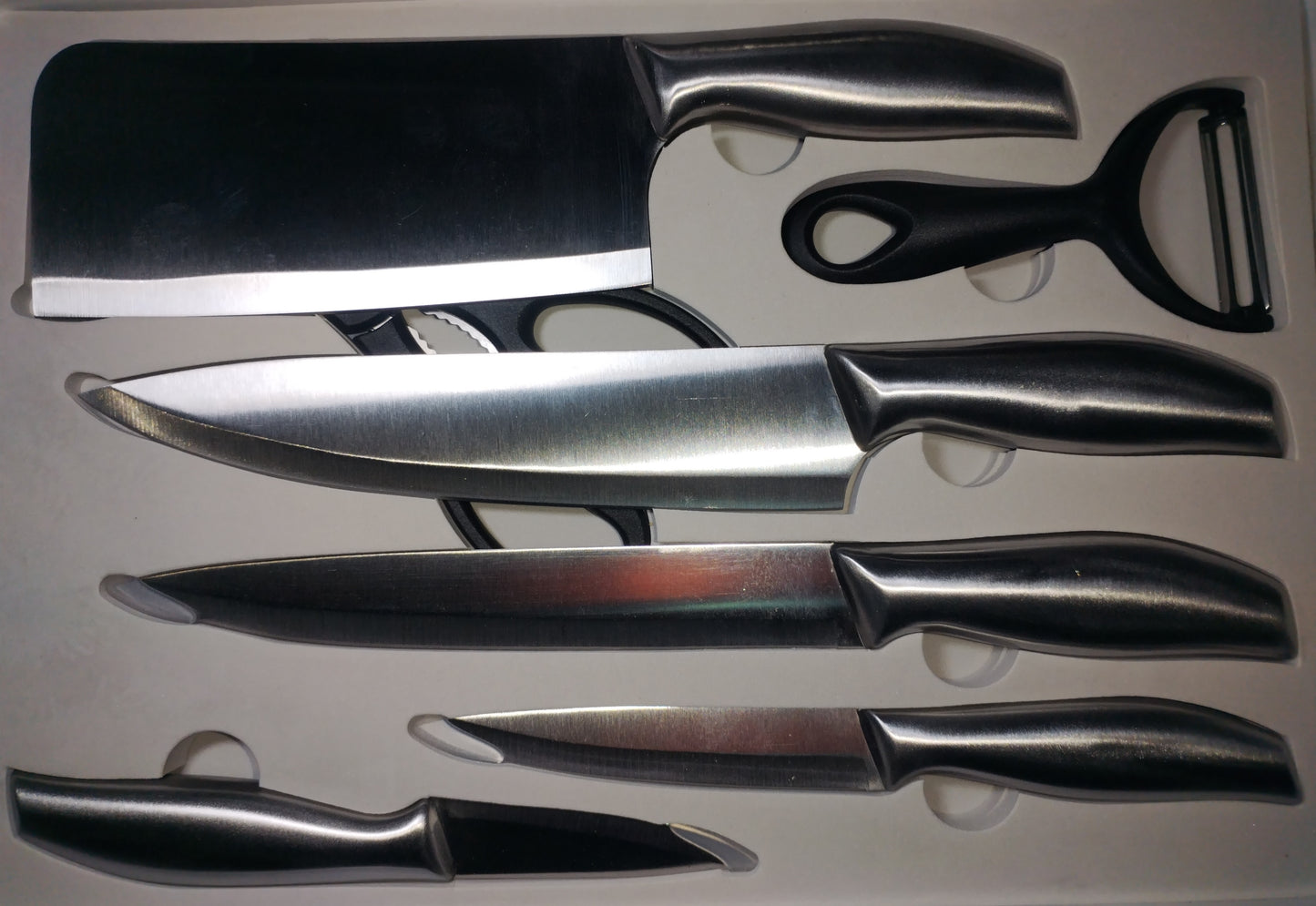 Set de Cuchillos de Acero Inoxidable "Master Chef" con Hacha de Carnicero