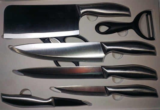 Set de Cuchillos de Acero Inoxidable "Master Chef" con Hacha de Carnicero